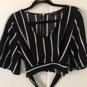 Blacks And white striped cropped blouse
